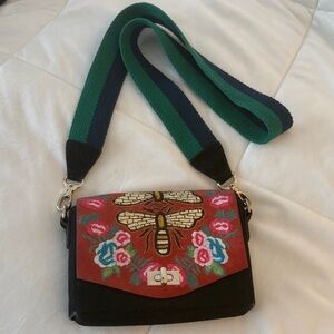 Free People Red and Black Embroidered Crossbody Bag